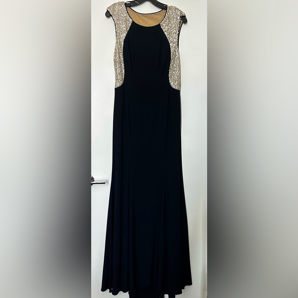 Sparkling sleeveless evening gown - Navy Blue